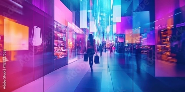 Fototapeta A customer experiences in digital retail (video) with modern aesthetics