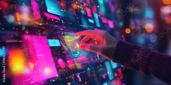 Fototapeta A customer experiences in digital retail (video) with modern aesthetics