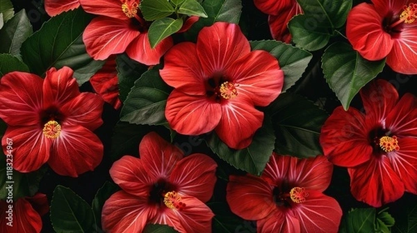 Obraz hibiscus seamless pattern wallpaper