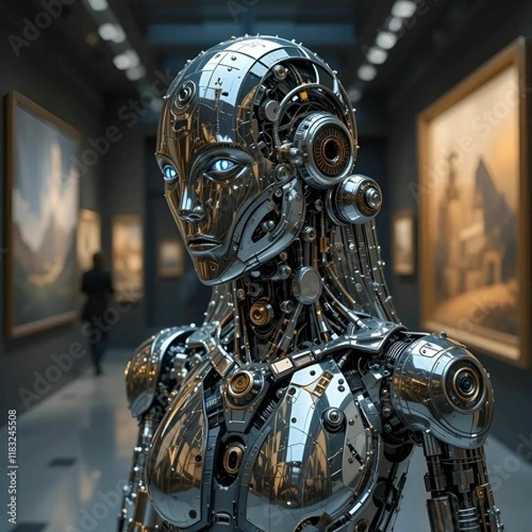 Fototapeta Humanoid Robot with Intricate Mechanical Components