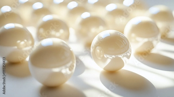 Fototapeta Unique arrangement of translucent spheres creating dynamic light patterns on a surface