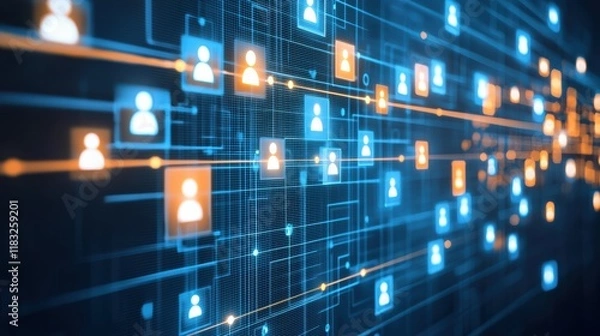 Obraz Exploring user profiles and digital network connections in a virtual technology environment