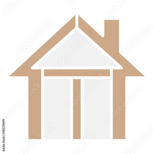 Fototapeta House construction icon in flat color style