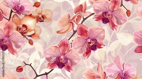Obraz orchid pattern seamless wallpaper