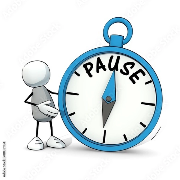 Obraz little sketchy man with compass - pause