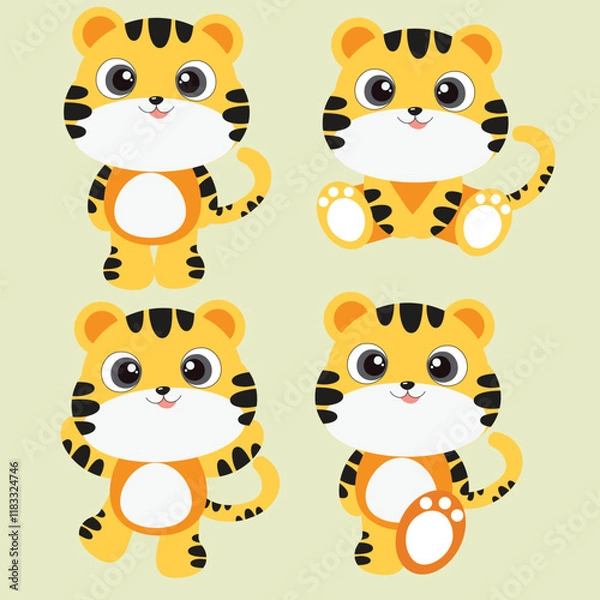 Obraz Cute Cartoon Tiger Illustration