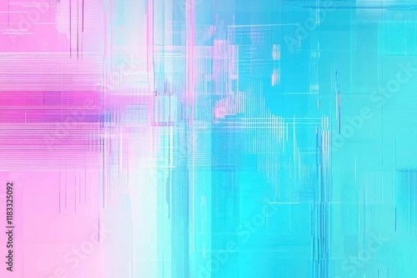 Fototapeta Abstract digital art, glitch effect, vibrant colors, pastel background, website banner