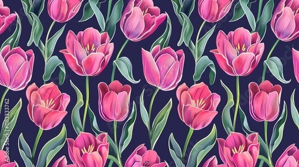 Obraz tulip pattern seamless pattern wallpaper
