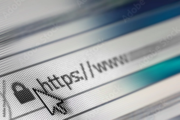 Fototapeta Closeup of Http Address in Web Browser in Shades of Blue - Shallow Depth of Field