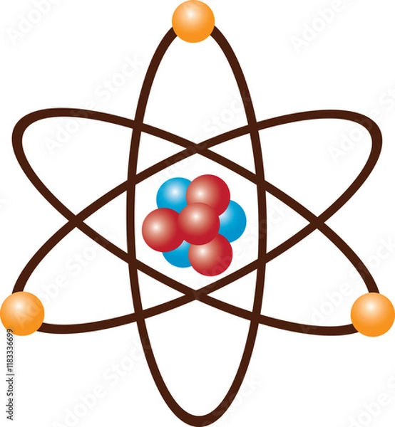 Fototapeta atom structure model. nucleus of protons and neutrons. orbital electrons. vector illustration isolated on white background.