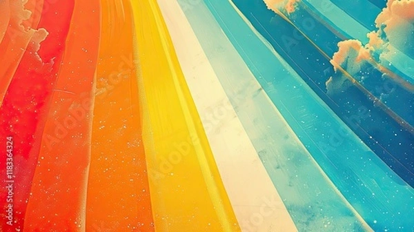 Fototapeta a pop art style background with vibrant and saturated colors, transitioning from orange to light blue