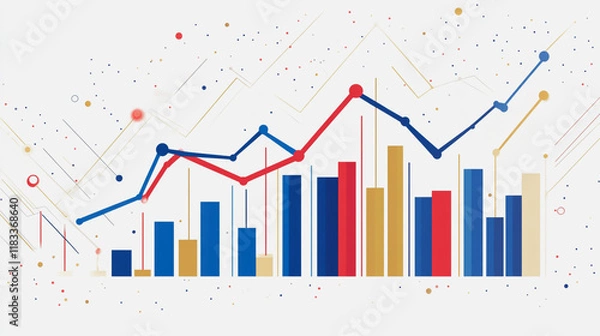 Fototapeta Abstract white background with Colorful charts and graphs with statistics to innovative analyze business potential and forecast future development of companies growth.