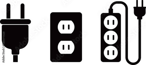 Fototapeta コンセント　プラグ　延長コード　アイコン