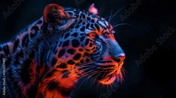 Obraz Leopard animal abstract wallpaper with black background