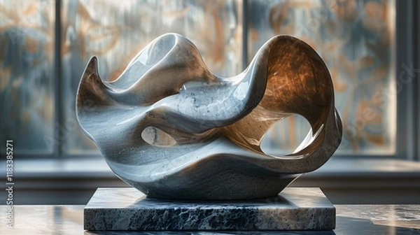 Obraz Modern abstract sculpture with fluid shapes