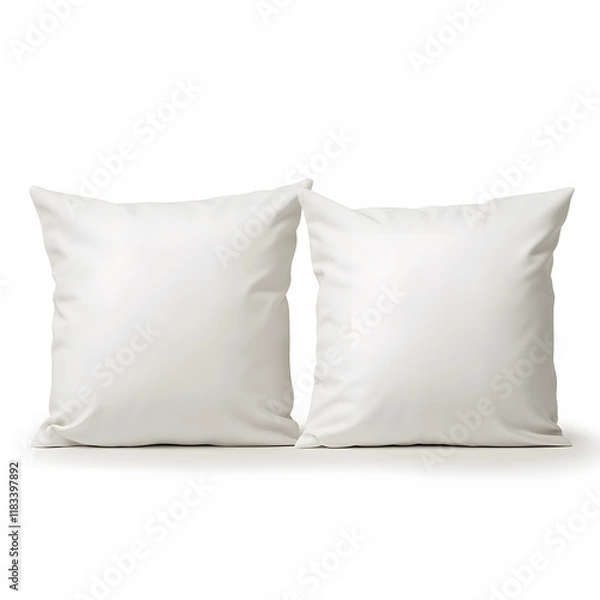 Fototapeta Soft white pillows placed side by side on minimalistic background