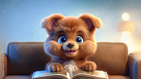 Obraz 本を読む犬