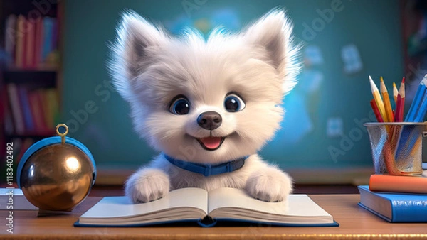 Obraz 勉強する犬