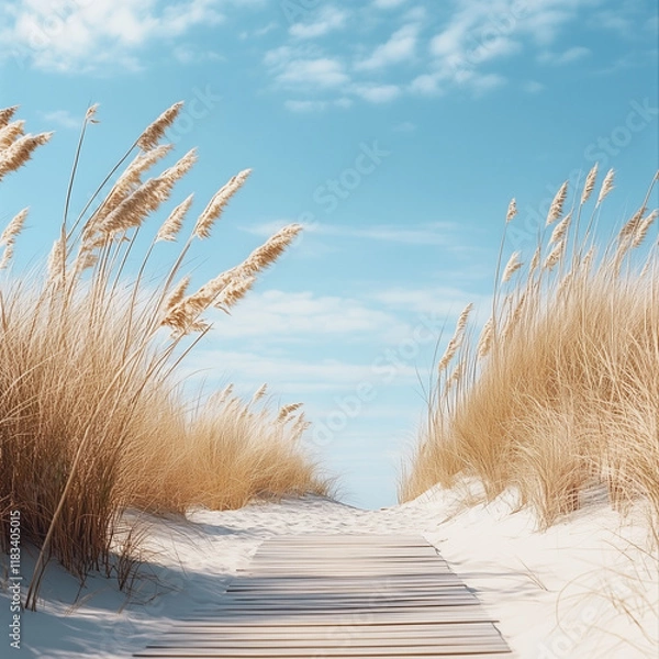 Obraz Sunny Beach Background with Elegant Dunes