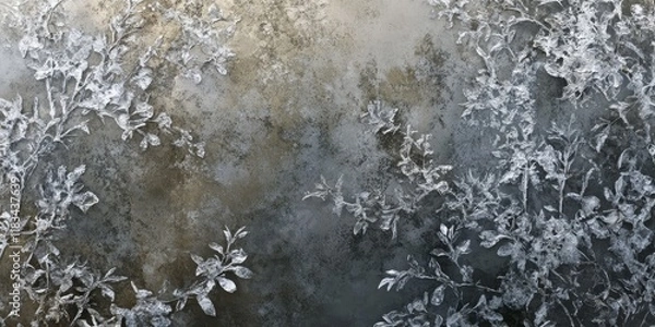 Fototapeta Abstract textured wallpaper featuring frozen foliage gently swaying in the breeze, showcasing a unique blend of natures beauty and artistic design.
