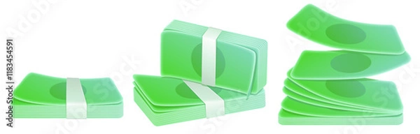 Obraz illustration Green banknote Currency set 4