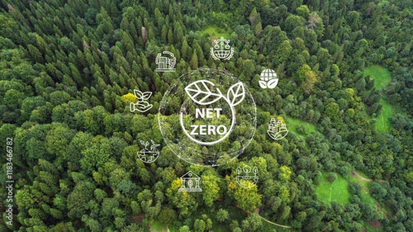 Fototapeta Ukrainian carpathian mountain forest from above aerial view