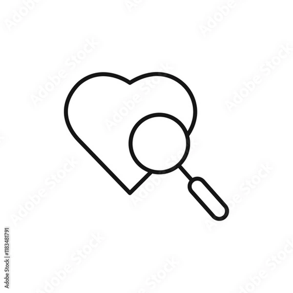 Fototapeta Search heart icon Isolated flat vector in outline