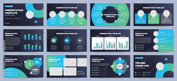 Fototapeta Modern presentation slide templates. Infographic elements template set for web, print, annual report brochure, business flyer leaflet marketing and advertising template. Vector Illustration.