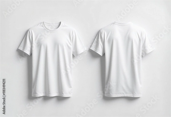 Obraz 무지 화이트 티셔츠 앞면 뒷면 디자인 목업