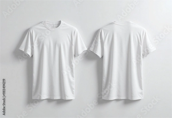 Obraz 무지 화이트 티셔츠 앞면 뒷면 디자인 목업
