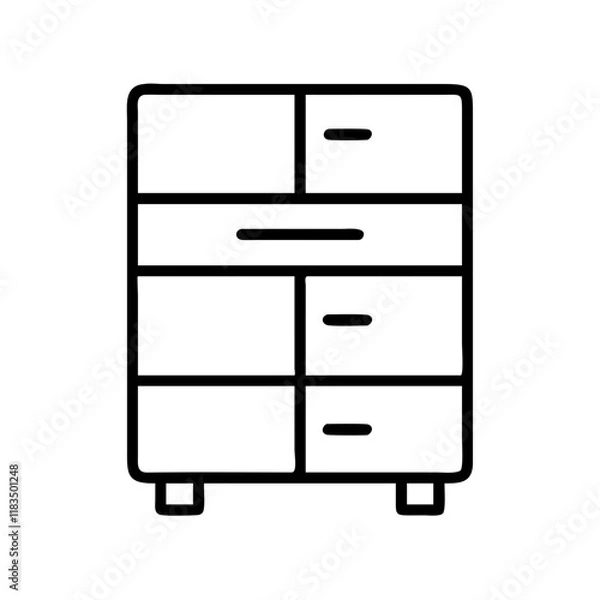 Obraz storage cabinet icon, furniture line art, furniture vector - simple black line art icon of storage cabinet perfect for logos, and furniture-themed designs.