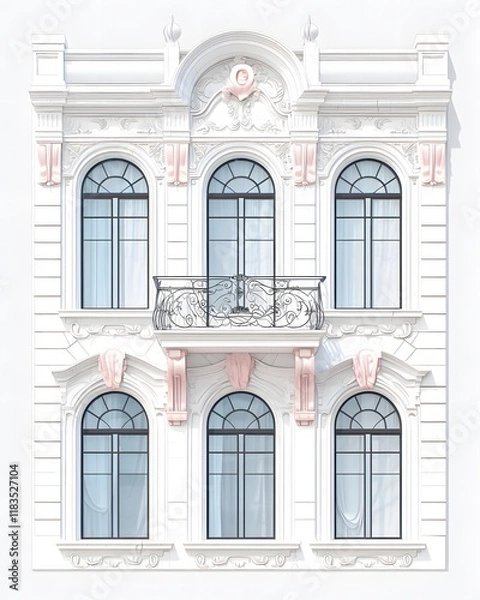 Obraz Elegant architectural facade city center building design urban environment front view classic style