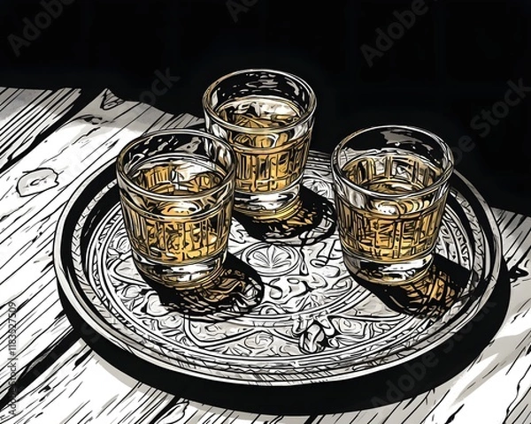 Obraz Tasting whiskey home bar beverage photography rustic setting close-up savoring flavors