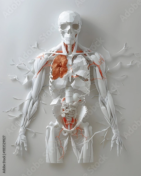 Obraz Intricate paper model of human anatomy art installation studio contemporary detailed visualization