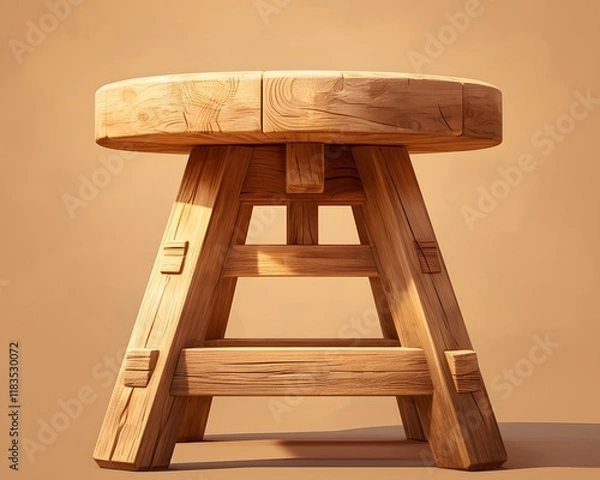 Obraz Handcrafted wooden stool artisan workshop furniture design rustic setting close-up craftsmanship