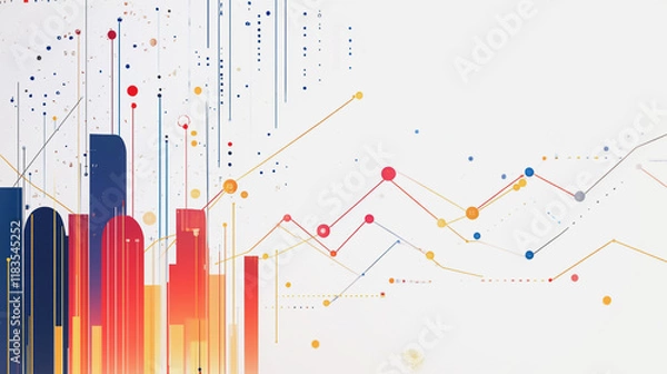 Fototapeta Abstract white background with Colorful charts and graphs with statistics to innovative analyze business potential and forecast future development of companies growth.