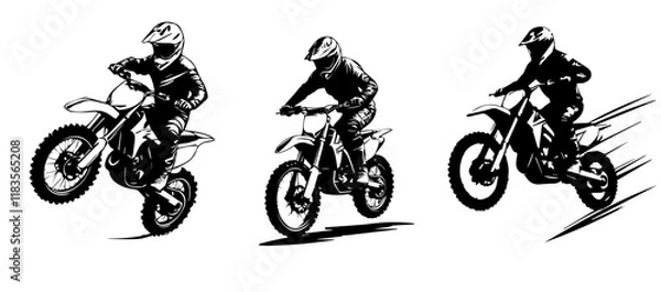 Obraz silhouettes of man riding on motocross vector design