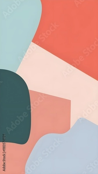 Fototapeta Minimalist Whimsical Color Blocks Wallpaper with Muted Bright Colors