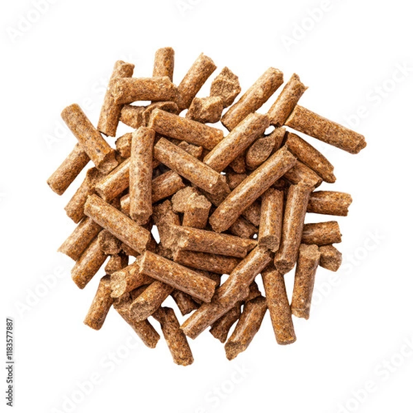 Fototapeta Wood pellet cat litter box filler. Isolated on transparent background.