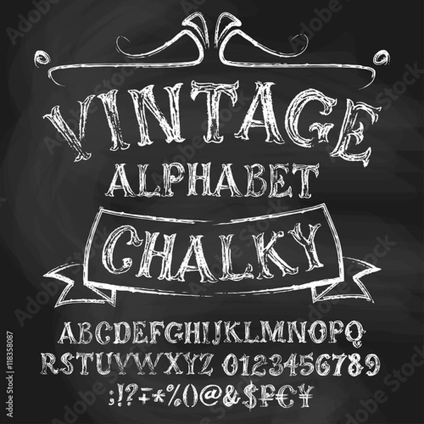 Obraz Vintage chalk alphabetical set