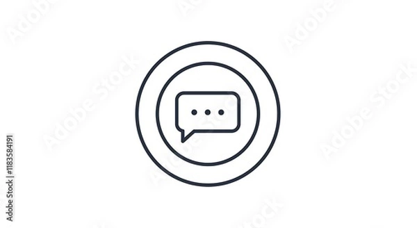 Fototapeta Communication Icon Chat Bubble in Circle Online Messaging Symbol