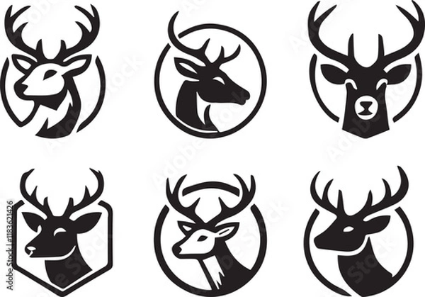 Fototapeta deer head icon set