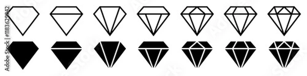 Obraz Diamond icon symbol set simple design