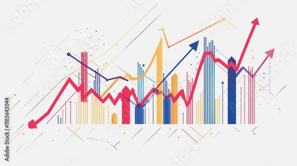 Fototapeta charts and graphs with statistics to innovative analyze business potential and forecast future development of companies growth.