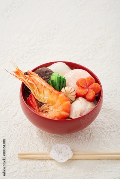 Fototapeta 海老ののった豪華なお雑煮