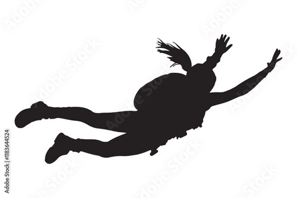 Obraz Sky diving silhouette vector illustration