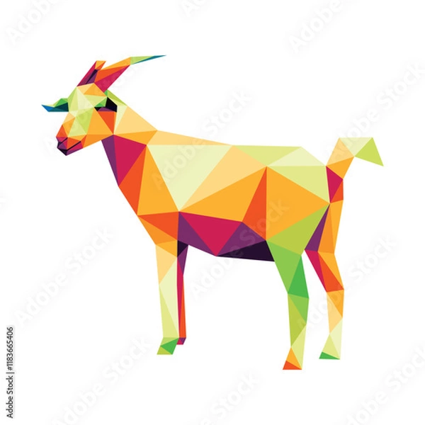 Fototapeta Colorful polygonal vector of goat animal. Goat Chinese zodiac in colorful abstract icon. Polygon Icon of Goat