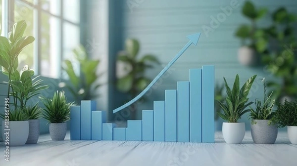 Fototapeta a vibrant financial business concept featuring colorful bar graphs and intricate data charts on a sleek office desk