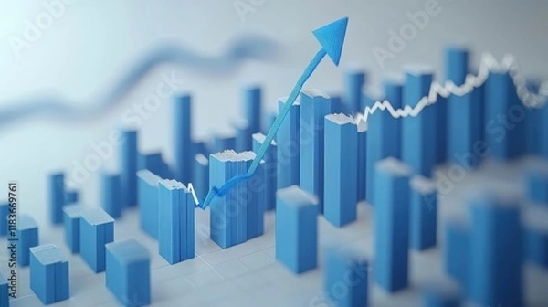Fototapeta a vibrant financial business concept featuring colorful bar graphs and intricate data charts on a sleek office desk