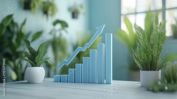 Fototapeta a vibrant financial business concept featuring colorful bar graphs and intricate data charts on a sleek office desk